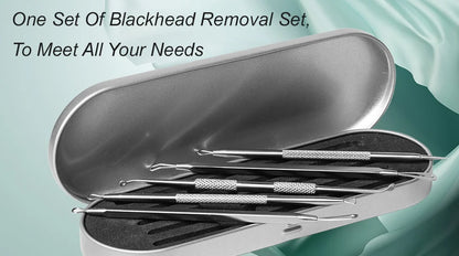 Professional Stainless Steel Blackhead Extractor & Pimple Popper Tool Kit