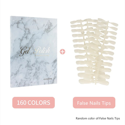 160 Colors Nail Swatch Book & False Nail Tips Display Chart