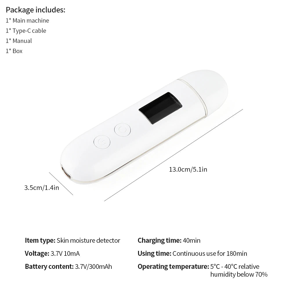 Smart Skin Moisture & Oil Analyzer - Face Hydration Tester