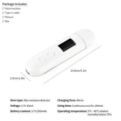 Smart Skin Moisture & Oil Analyzer - Face Hydration Tester