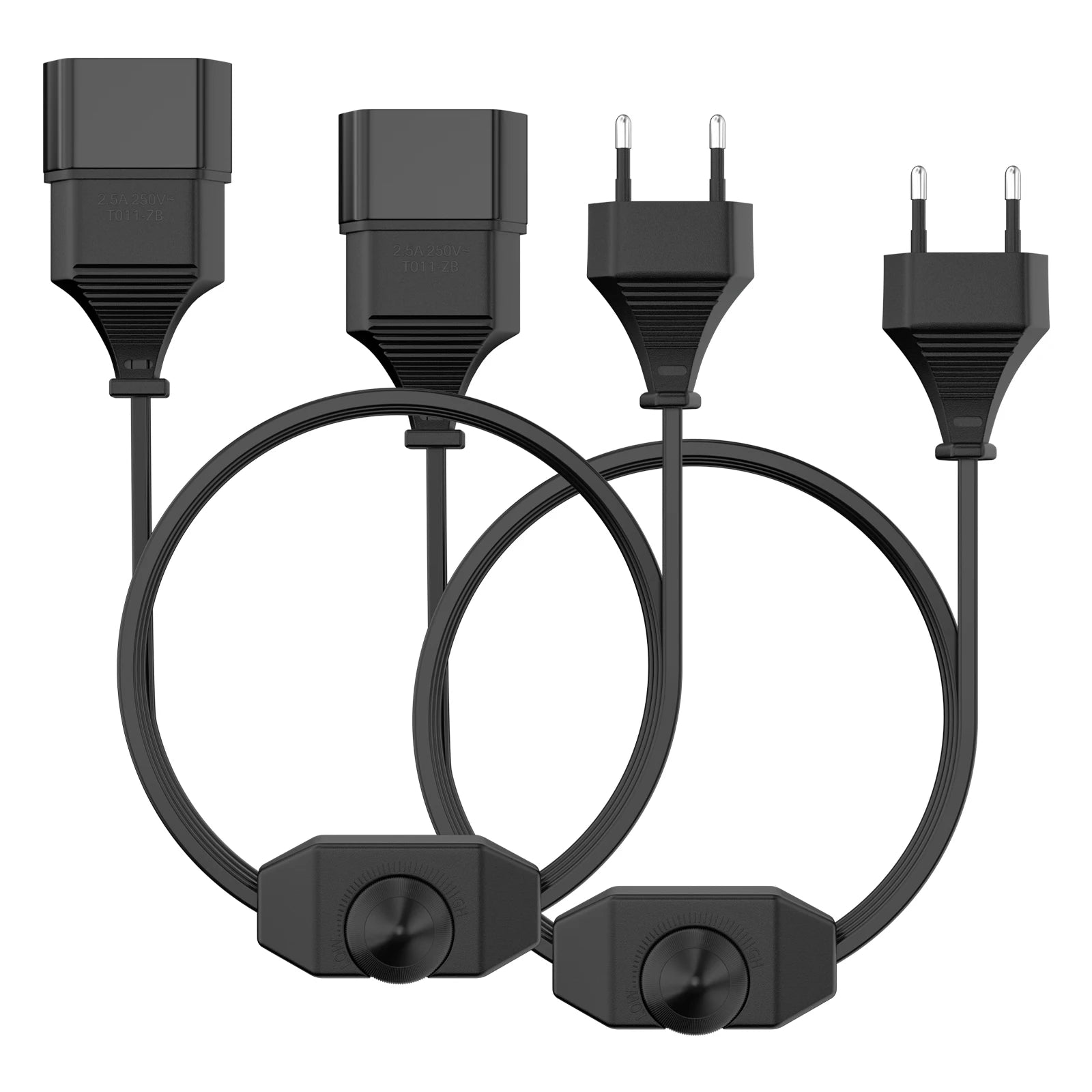 EU LED Dimmer Power Cord - 2m Rotary Dimmable Cable for LED Lamps - 1