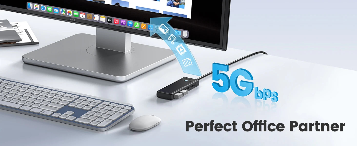 4-in-1 USB-C Hub Adapter with 100W PD Charging & 5Gbps Data Transfer - 7