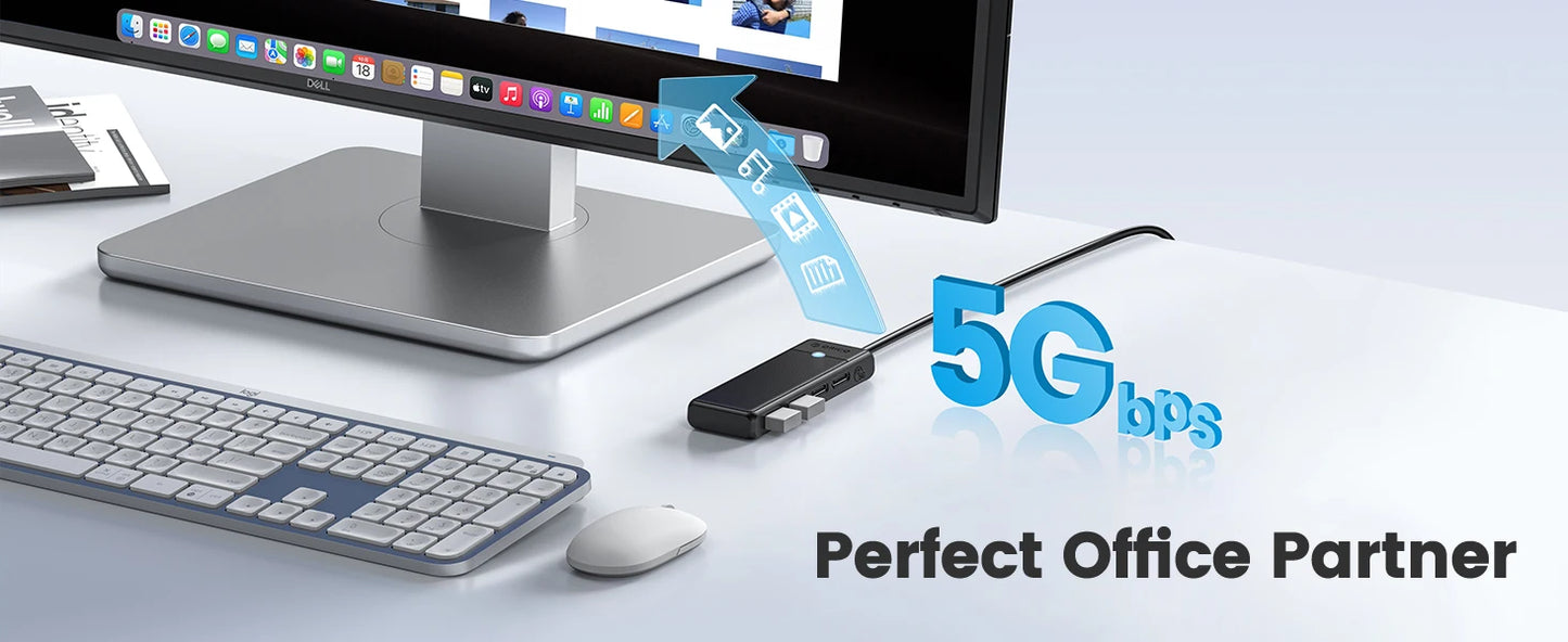 4-in-1 USB-C Hub Adapter with 100W PD Charging & 5Gbps Data Transfer
