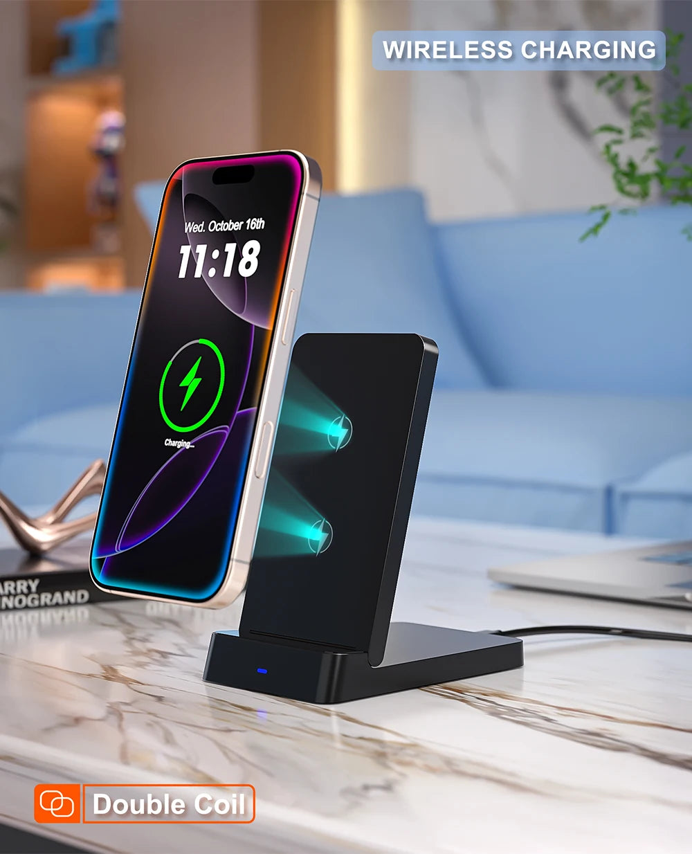 15W Foldable Fast Wireless Charging Stand - Magnetic Phone Desktop Holder - 7