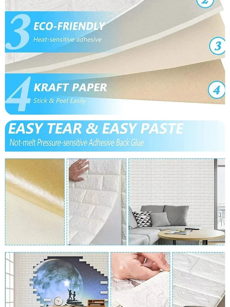 Waterproof 3D Peel & Stick Brick Wall Panels