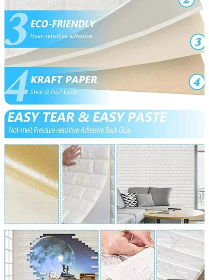 Waterproof 3D Peel & Stick Brick Wall Panels
