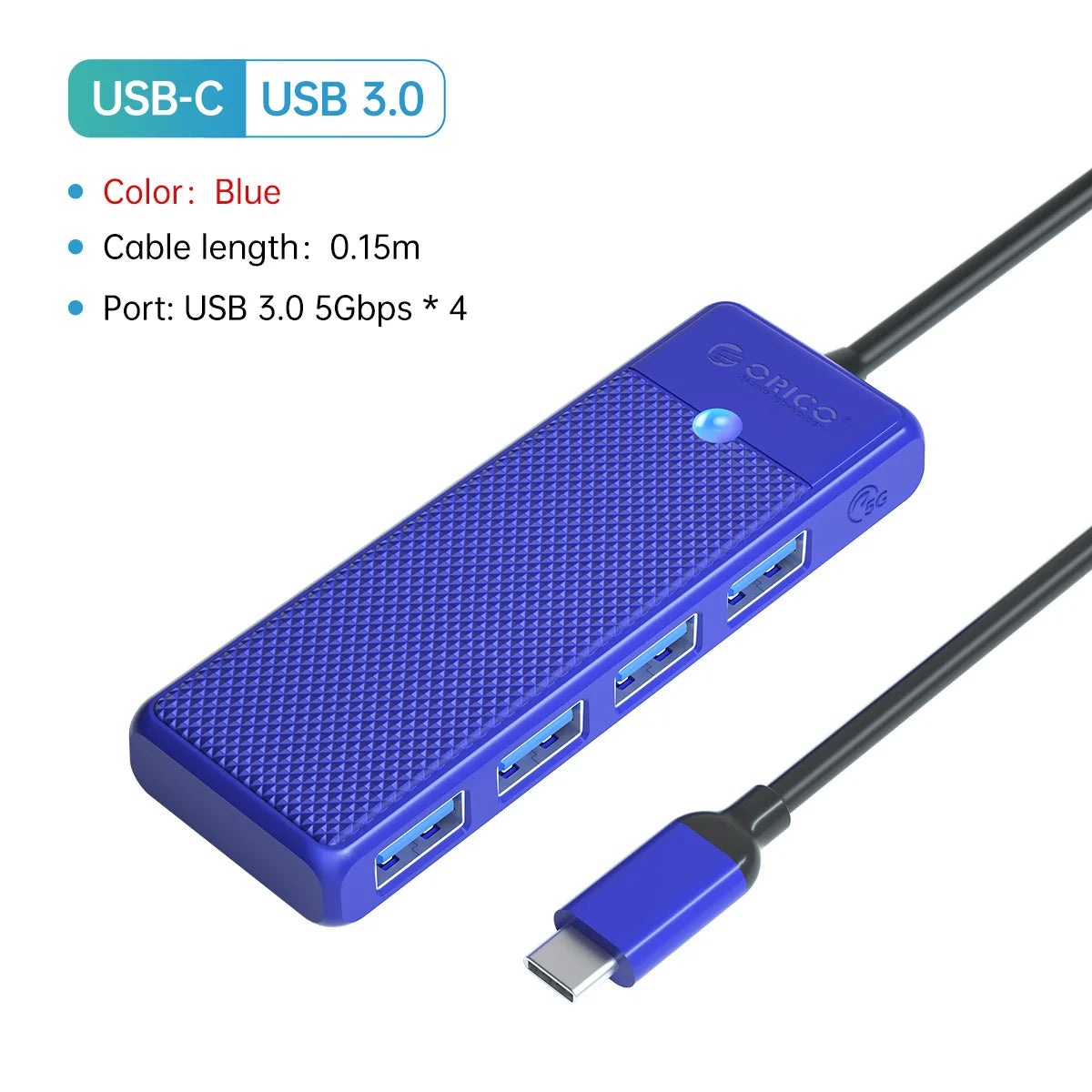 4-Port USB 3.0 Type-C Hub - Ultra-Slim High-Speed Data Expansion Adapter - 28