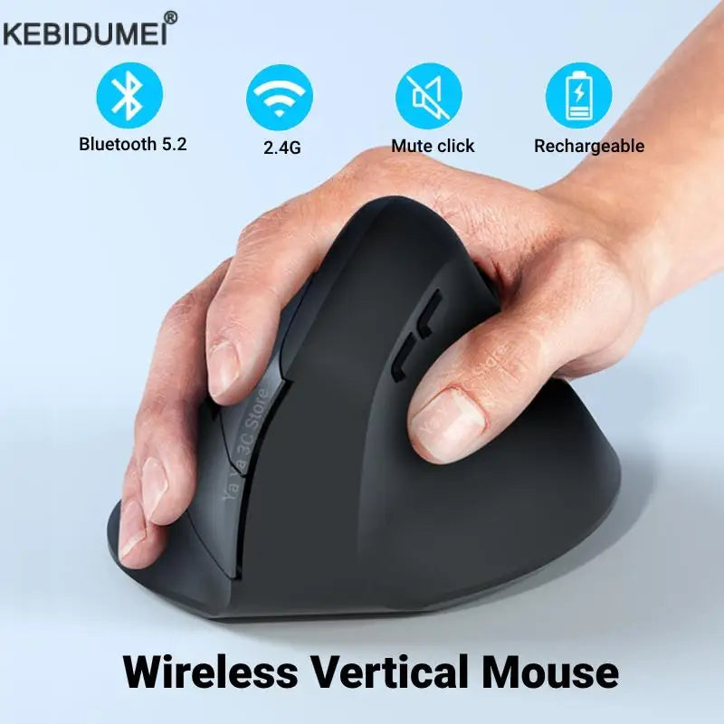 Wireless Ergonomic Vertical Mouse - 2.4G Bluetooth Rechargeable Mice - 1