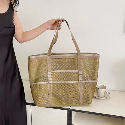 Luxury Canvas Mesh Beach Tote