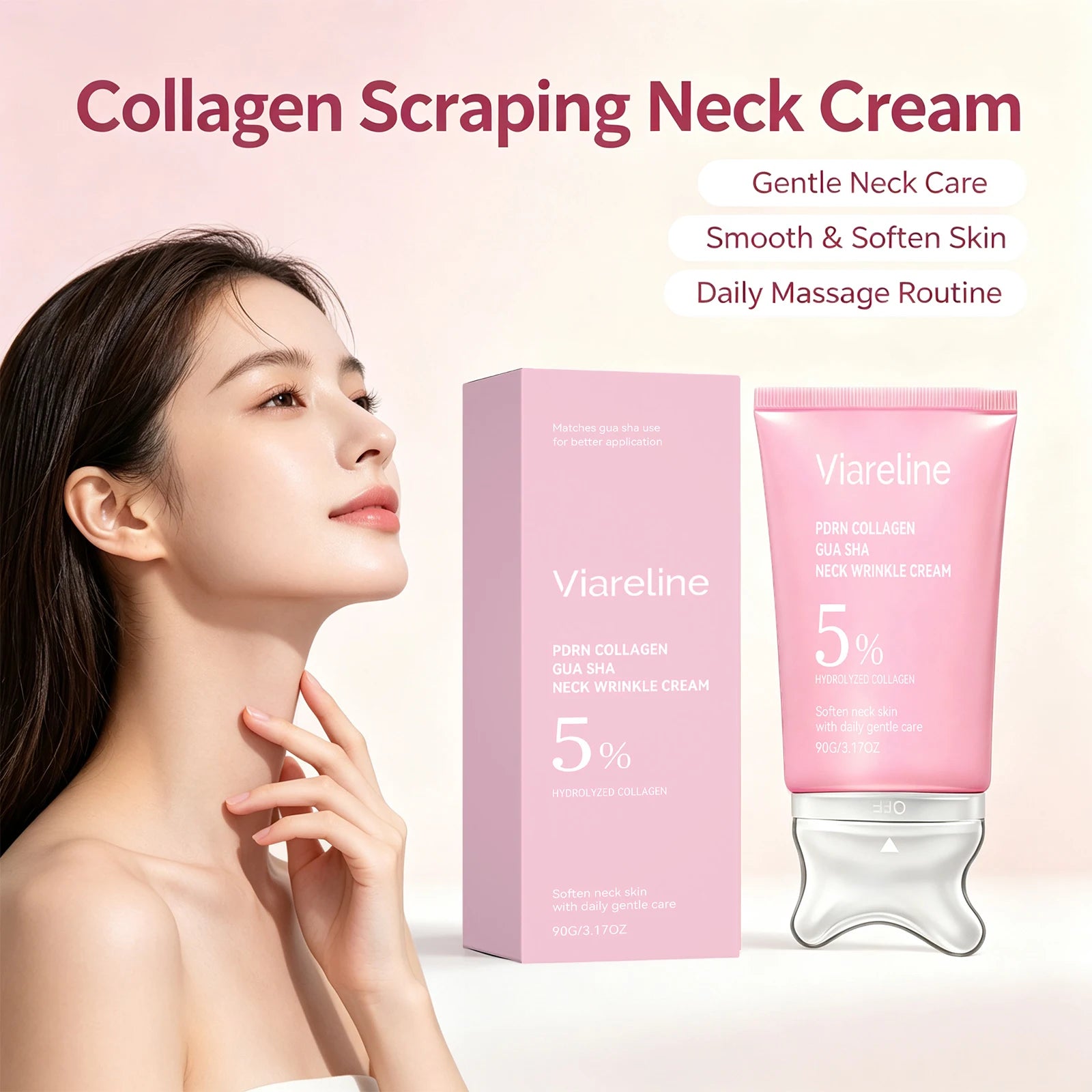 Collagen Neck Firming Cream with Integrated Gua Sha Massage Applicator - 1