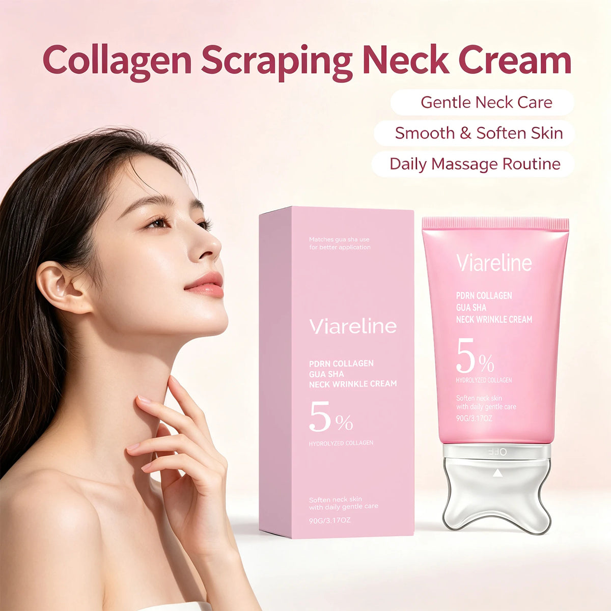 Collagen Neck Firming Cream with Integrated Gua Sha Massage Applicator