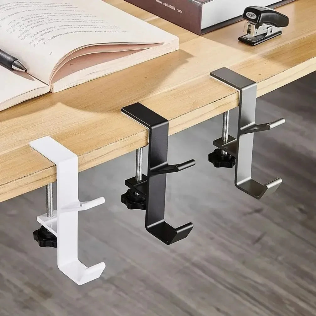 Universal Aluminum Desk Hook: Headphone Stand & Portable Bag Hanger