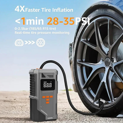 Portable Car Jump Starter with 10.2 Bar Tire Inflator & Emergency Pump