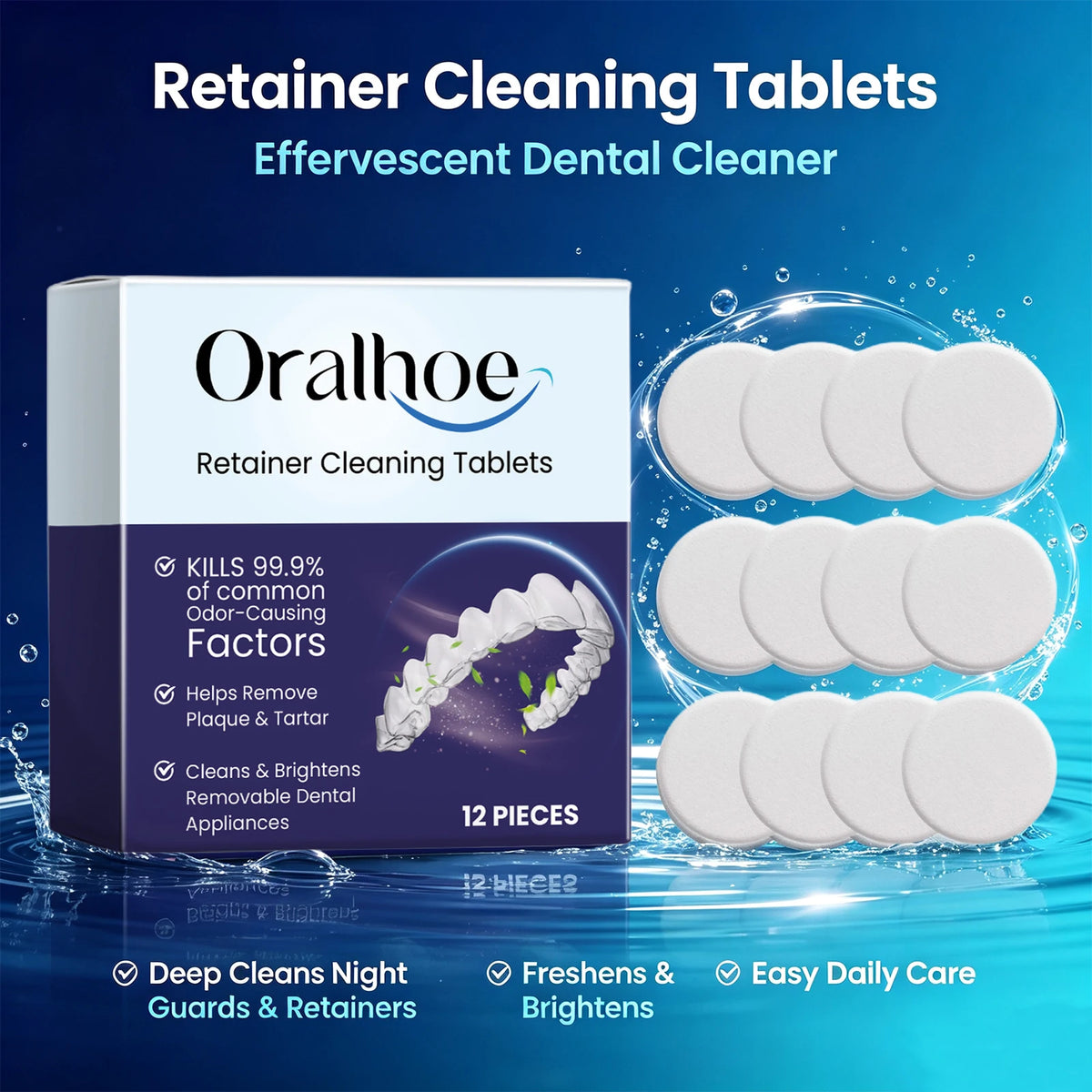 Denture & Retainer Cleaning Tablets - Deep Cleansing Effervescent Dental Care