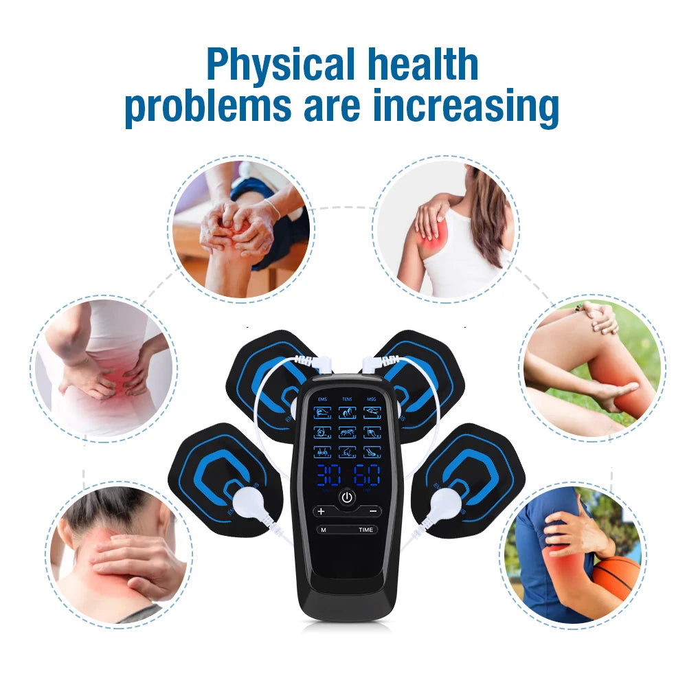 Portable Electric TENS & EMS Body Massager with 9 Modes and LCD Display - 9