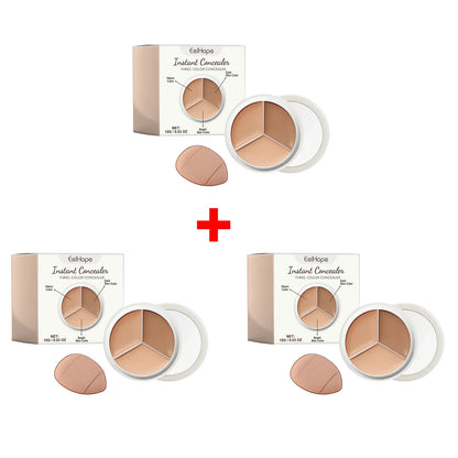 3-Color Cream Concealer Palette for Flawless Coverage & Contouring