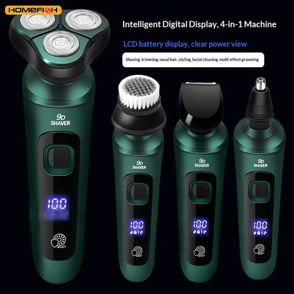9D Floating Head Electric Shaver - Waterproof Rechargeable Razor