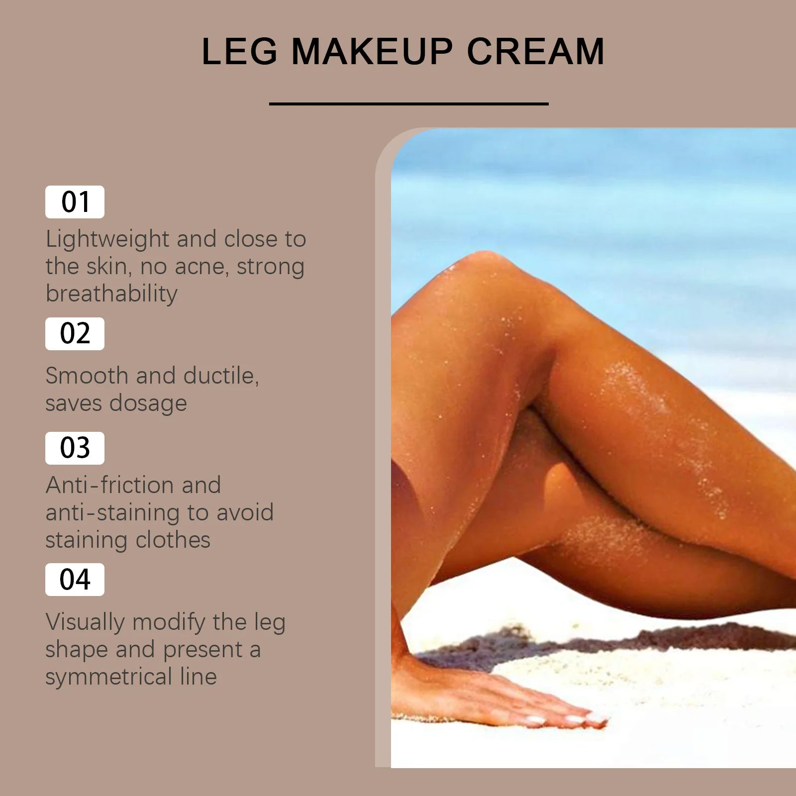 Waterproof Leg Foundation & Body Concealer - Flawless Coverage Cream - 6