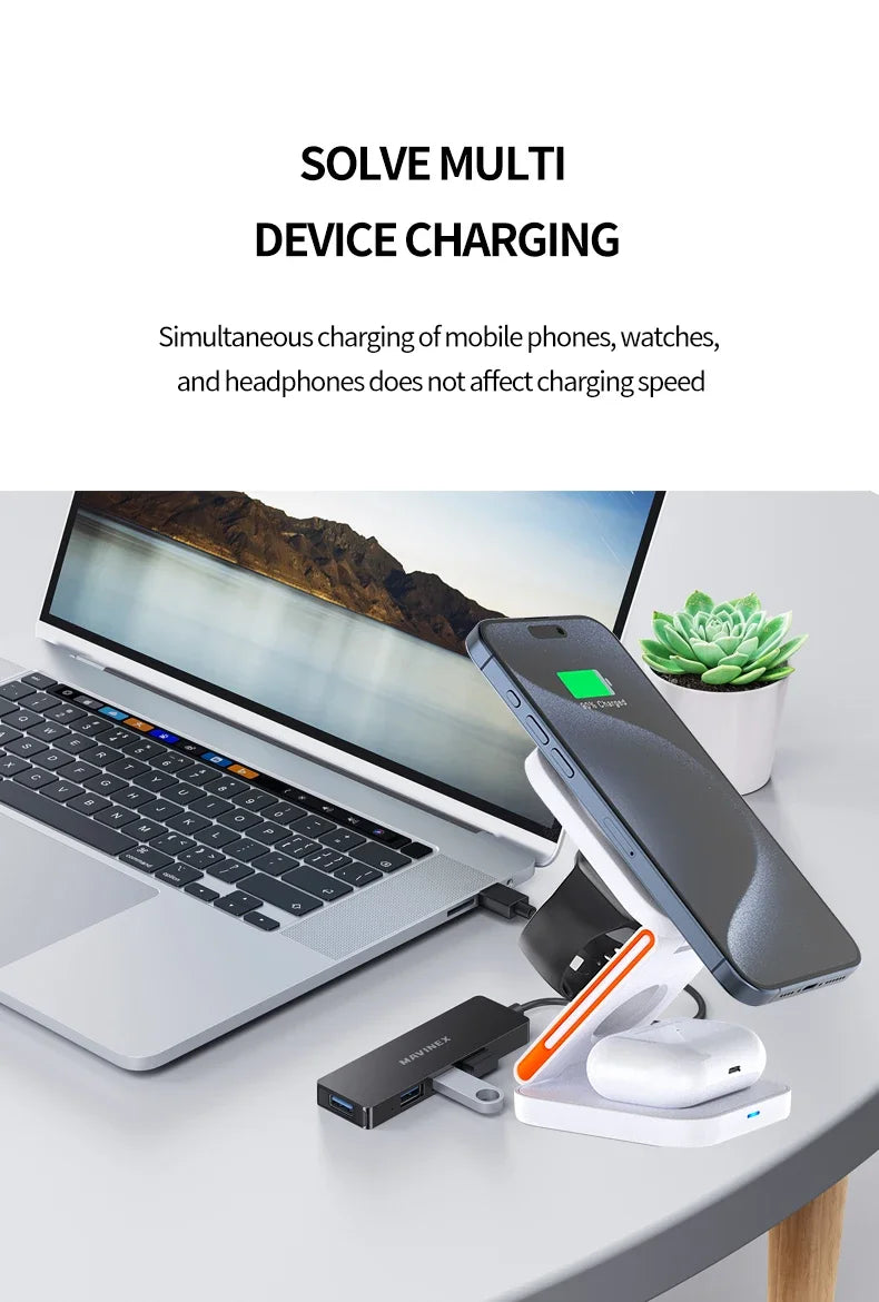3-in-1 Foldable Magnetic Wireless Charging Station for Apple Devices - 14
