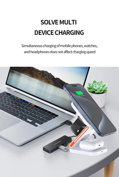 3-in-1 Foldable Magnetic Wireless Charging Station for Apple Devices