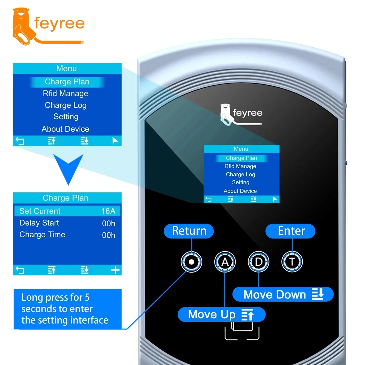 50A 12KW Type 1 EV Charging Station - Fast Home Electric Vehicle Charger