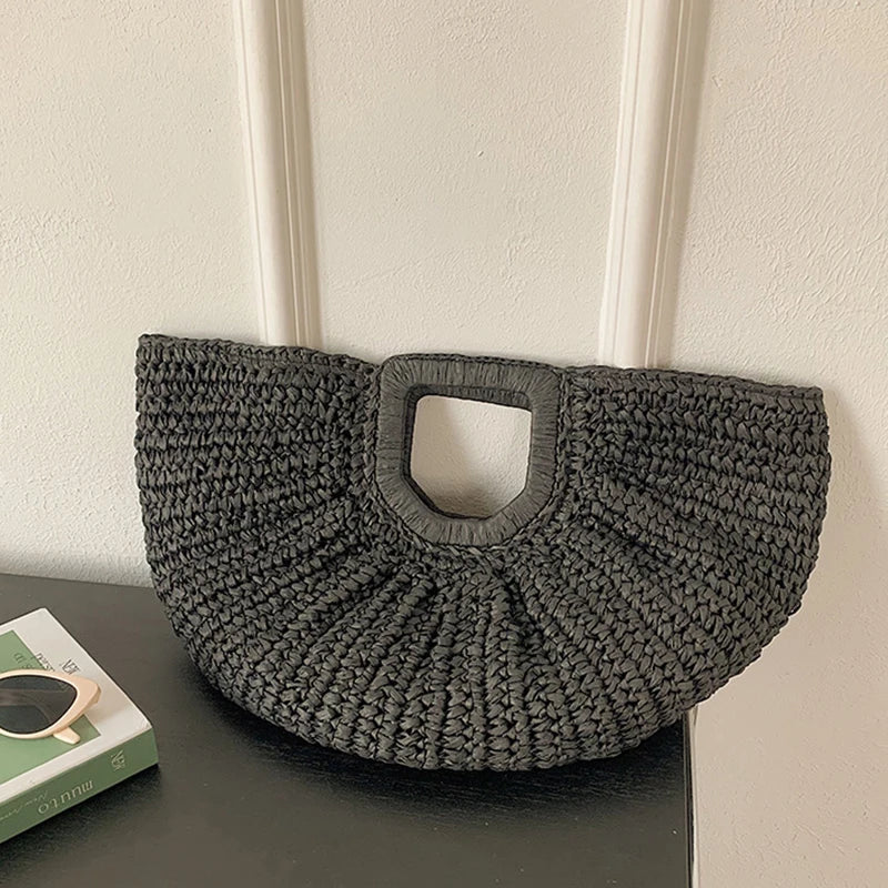 Luxury Half-Moon Straw Tote