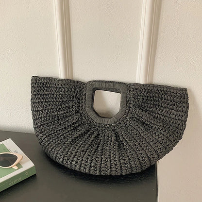 Luxury Half-Moon Straw Tote
