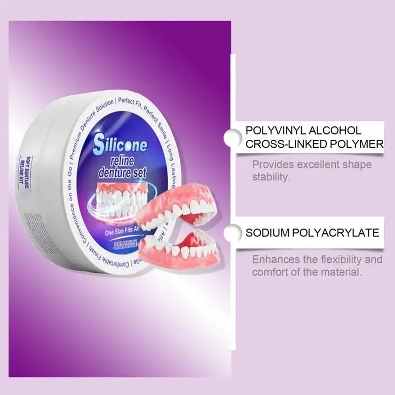 Silicone Denture Reliner Kit - Comfortable Temporary Teeth Whitening & Fit Set - 4