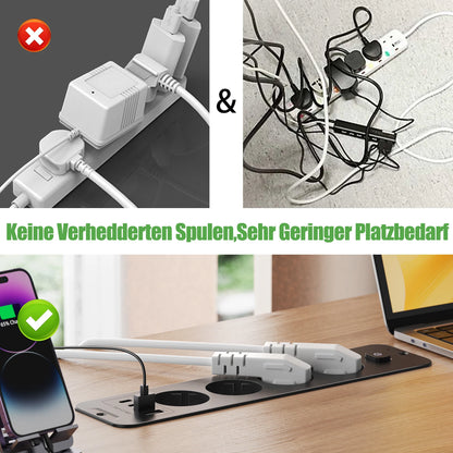 Retractable Desktop Power Strip with 4/6 AC Outlets, USB-C & PD 20W Fast Charge