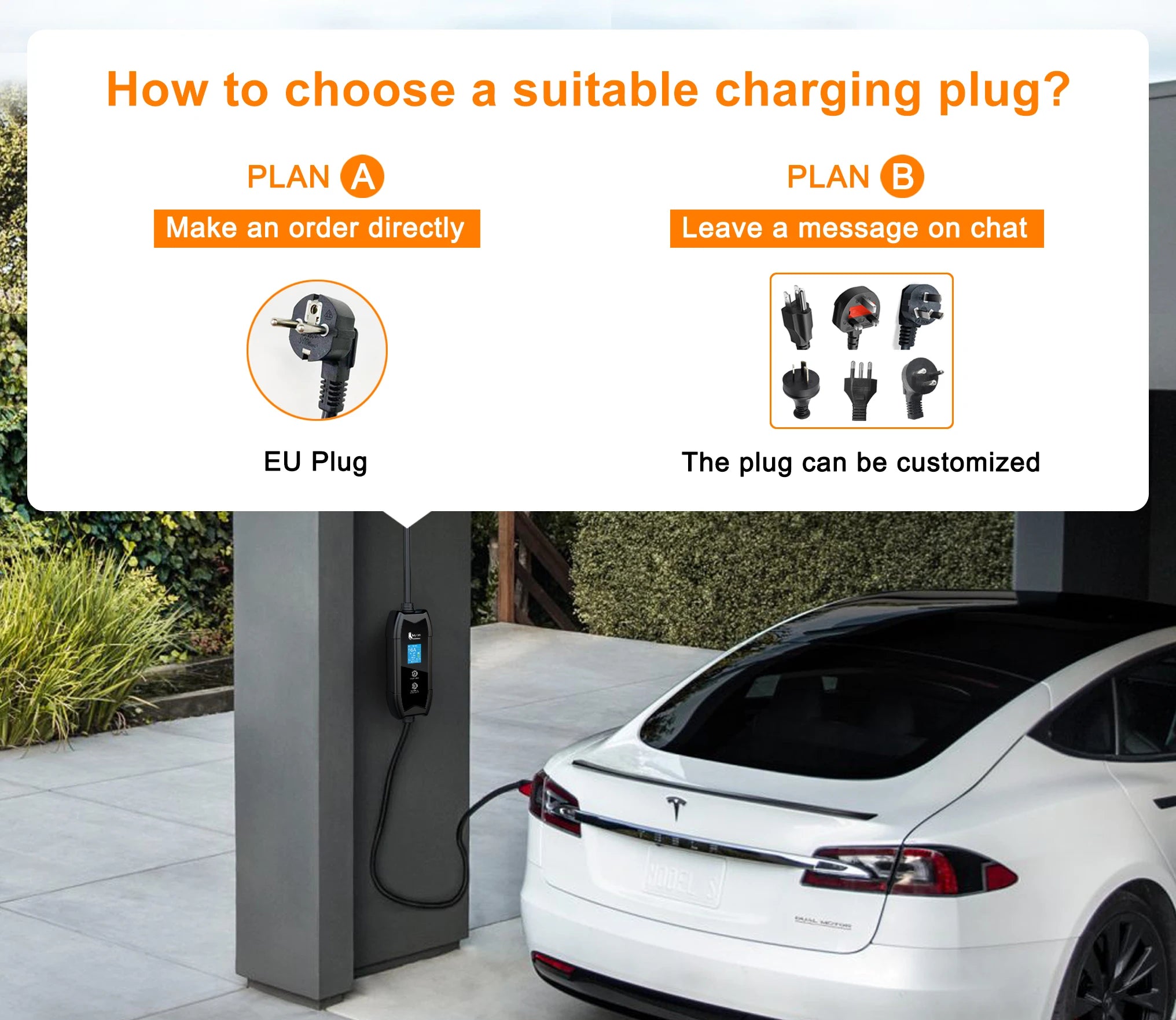 3.5KW Portable EV Charger for Tesla NACS - Adjustable Home Charging Station - 20
