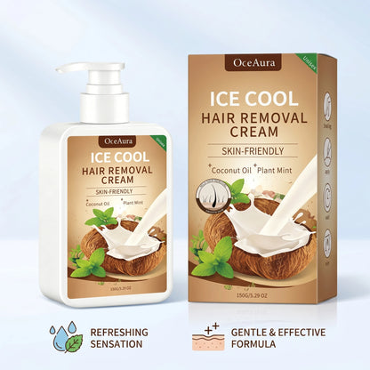 Ice Cool Painless Hair Removal Cream with Coconut Oil & Mint