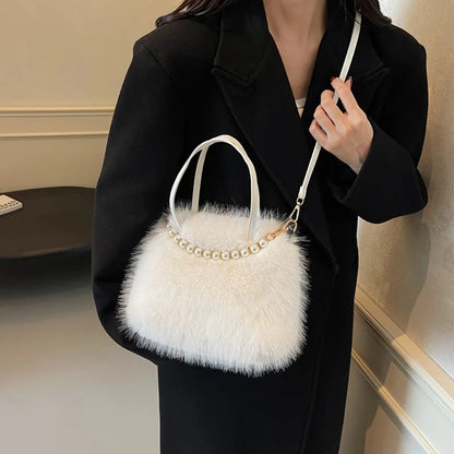 Luxury Plush Pearl Handbag