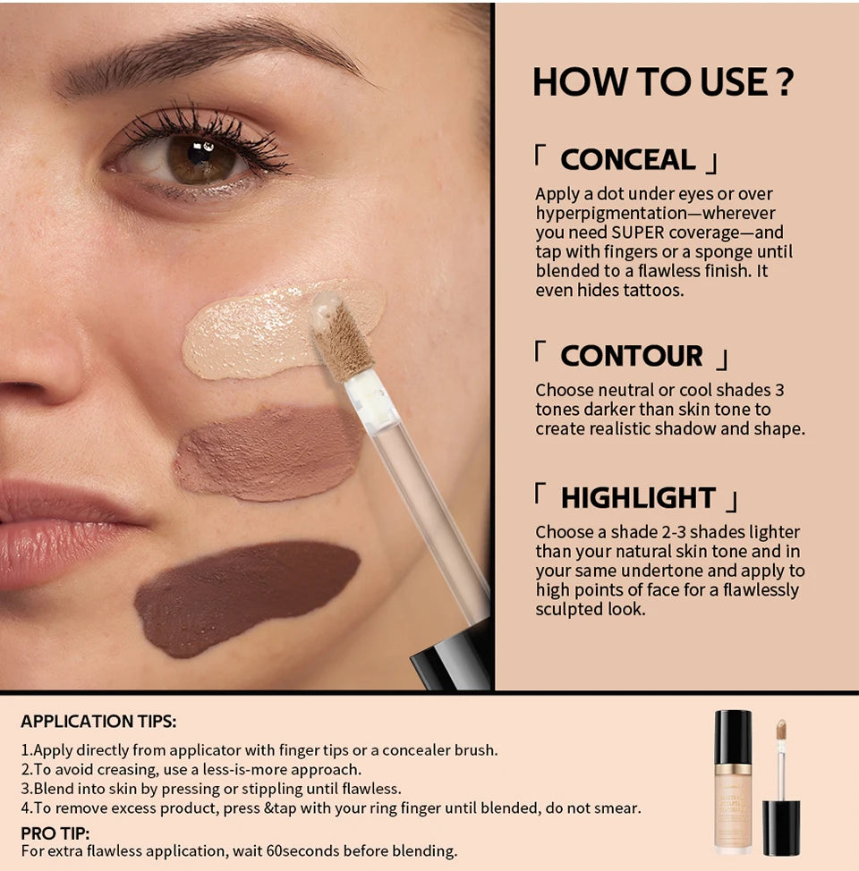 Full Coverage Waterproof Concealer - Matte Liquid Foundation - 13