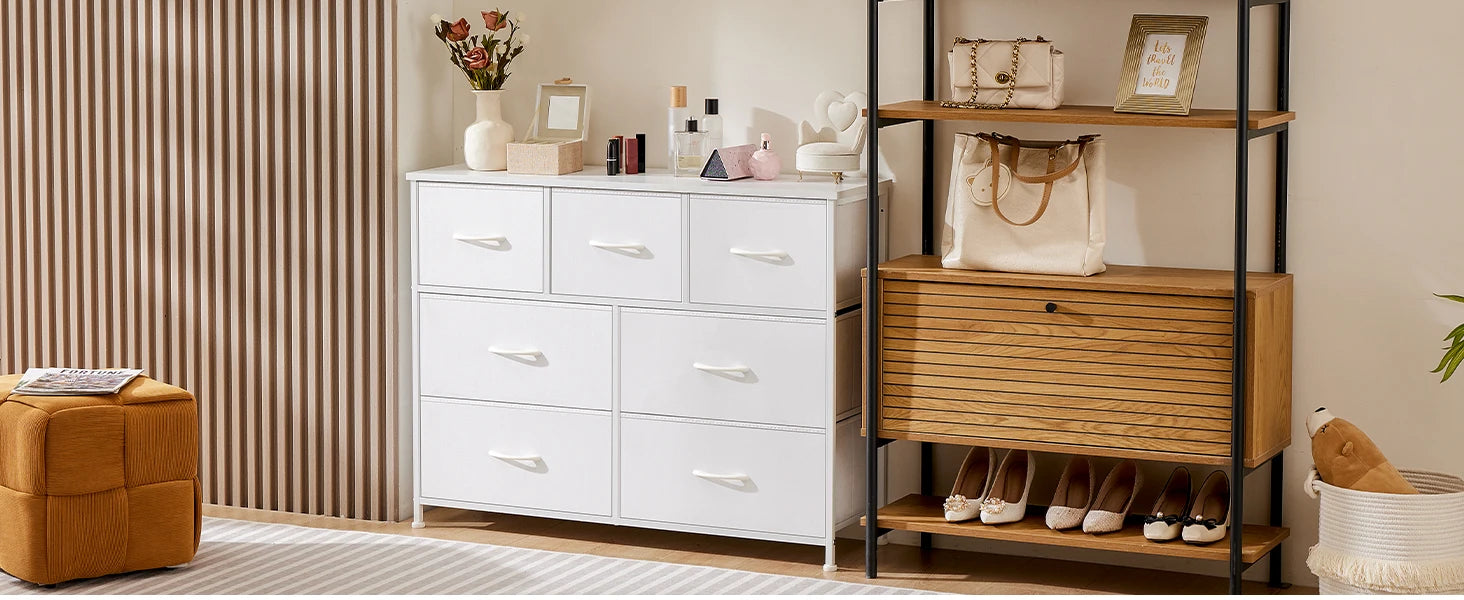 Modern Fabric Storage Dresser - 5, 7, or 10 Drawer Bedroom Closet Organizer - 6