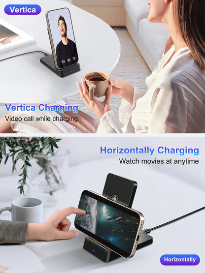 15W Foldable Wireless Charging Stand for iPhone & Samsung - Fast Charger