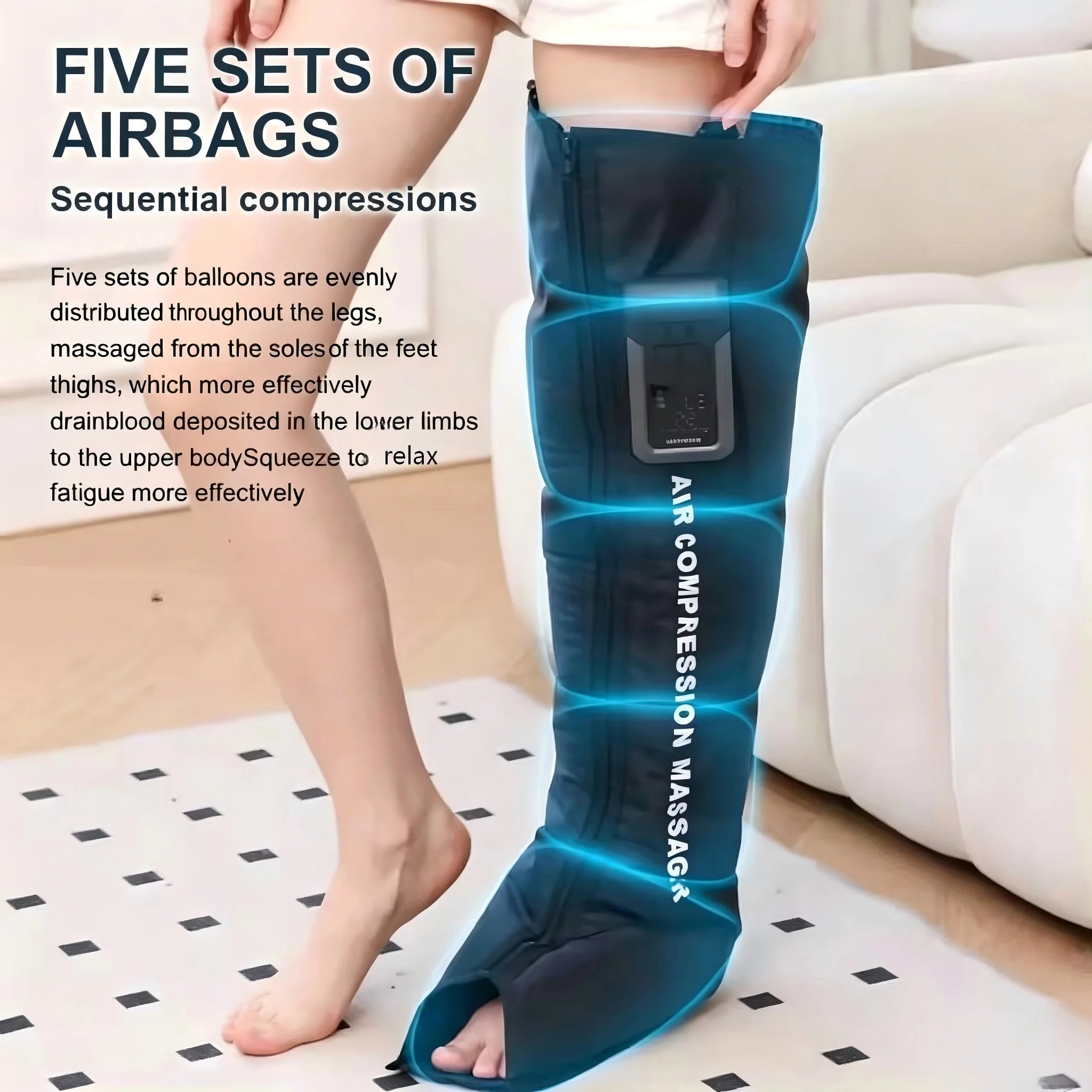 Full Leg Air Compression Massager - Cordless Sequential Recovery Boots - 3