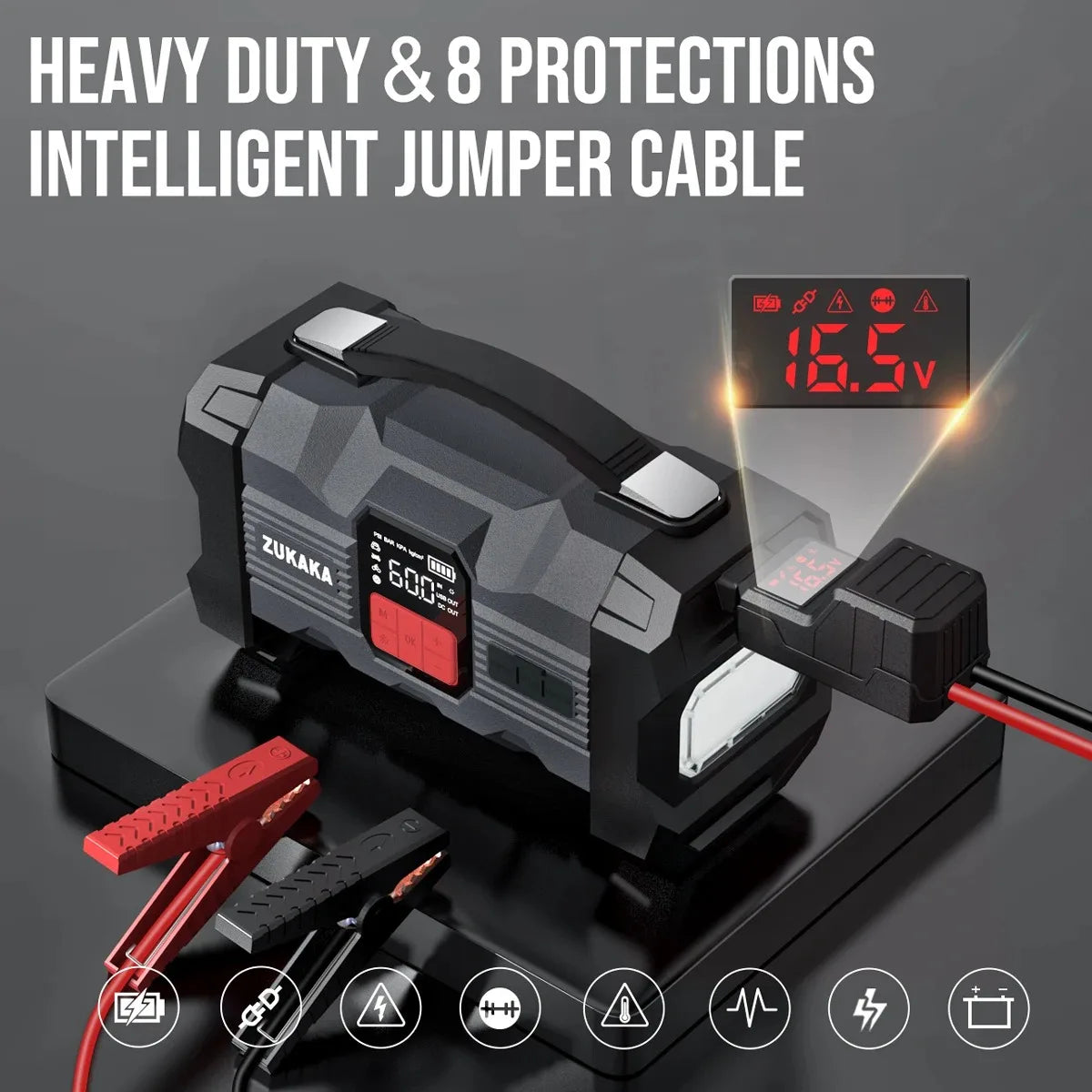 26800mAh Portable Car Jump Starter with 150PSI Air Compressor & Power Bank - 5