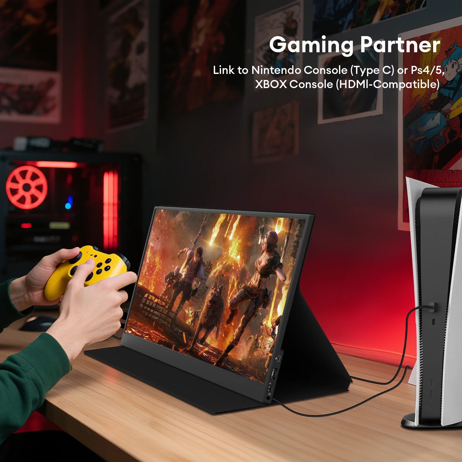 16.1" 144Hz Portable Gaming Monitor - 100% sRGB FHD Ultrathin IPS Display - 6