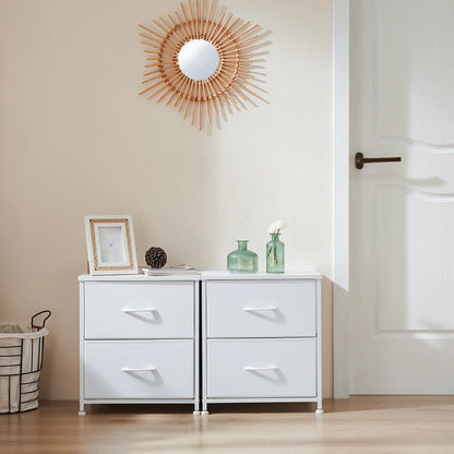 Modern 2-Drawer Nightstand with Sturdy Metal Frame & Wooden Top