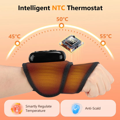 Cordless Air Compression Wrist Massager with Heat Therapy for Pain Relief