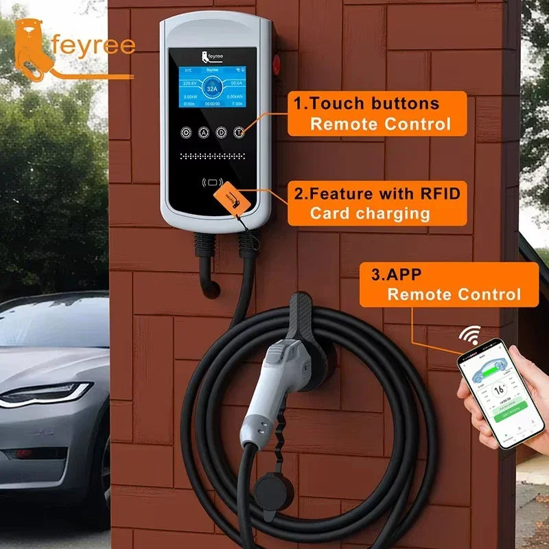 Smart EV Wallbox Charger - Type 1 Adjustable 32A-50A Station with Wi-Fi App - 6