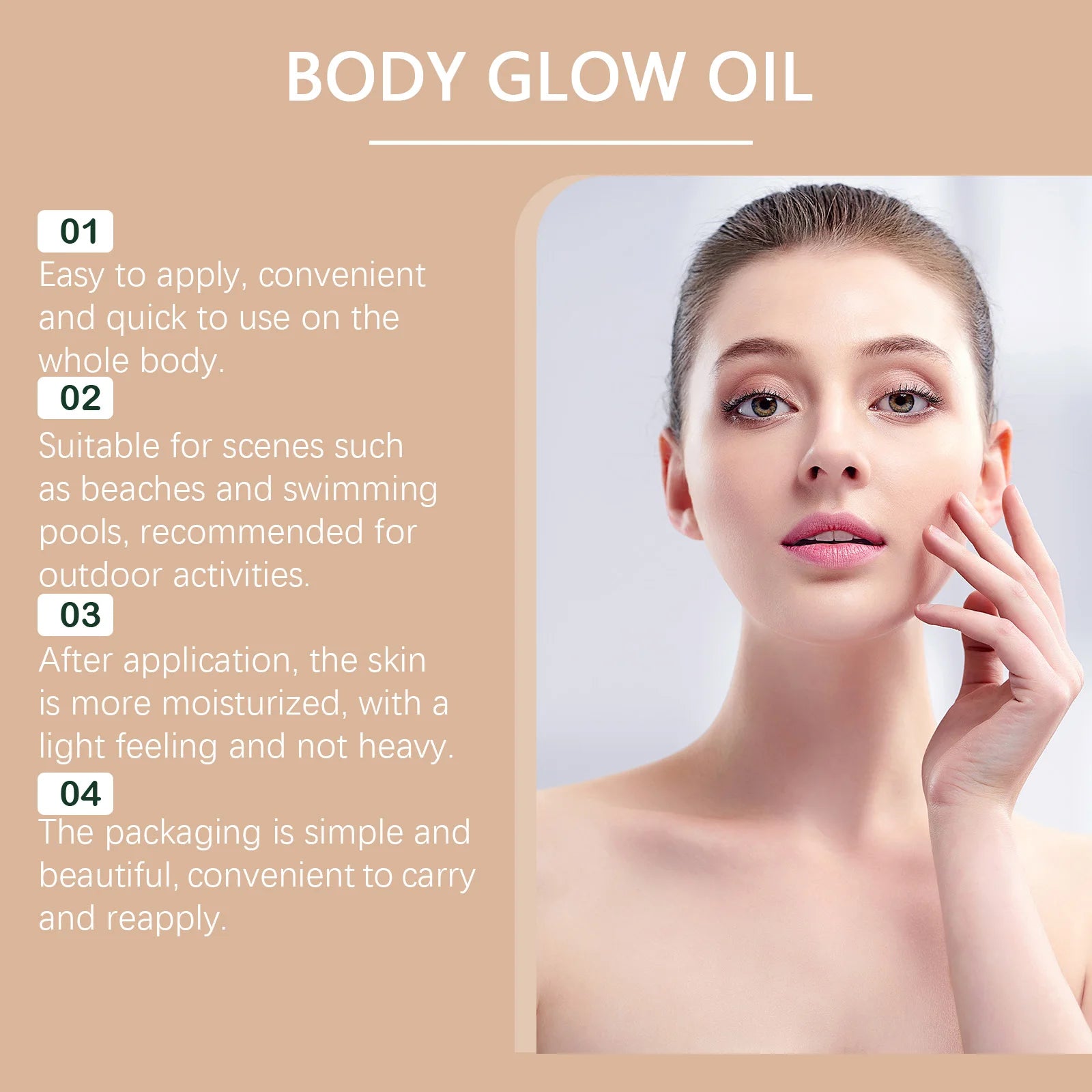 SPF 45 Shimmering Coconut Body Glow Oil Sun Protection Moisturizer - 10
