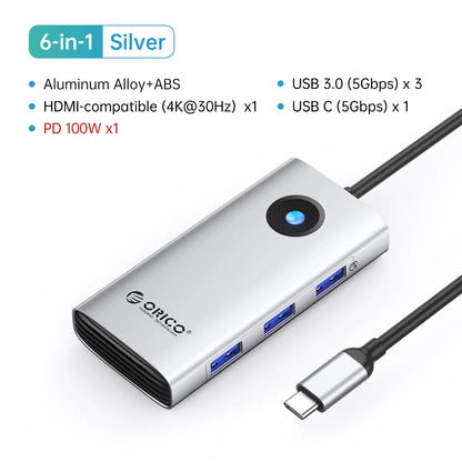 ORICO 10-in-1 USB-C Docking Station 4K HDMI Hub for Laptop & MacBook