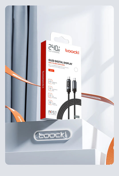 240W USB-C Fast Charging Cable with Real-Time OLED Power Display