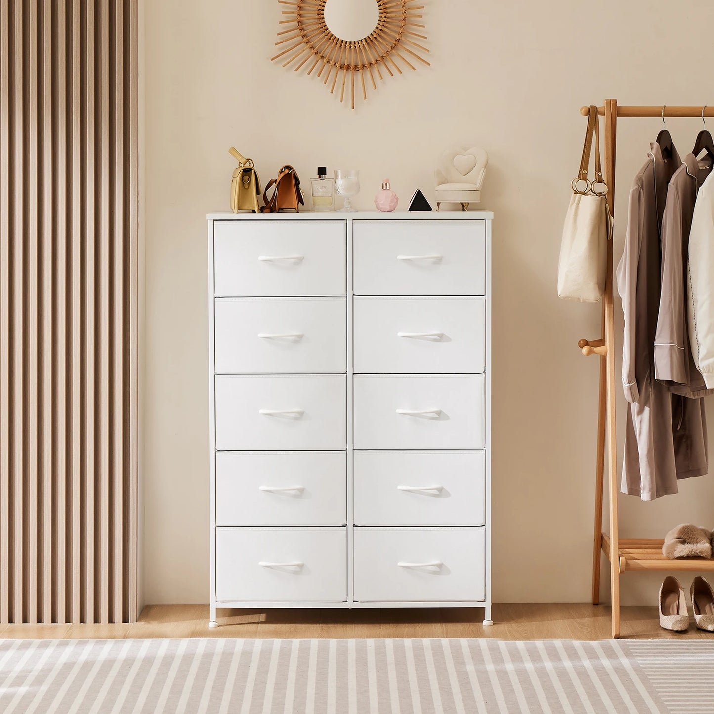 10-Drawer Fabric Dresser Storage Organizer with Sturdy Steel Frame