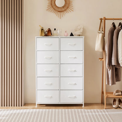 10-Drawer Fabric Dresser Storage Organizer with Sturdy Steel Frame