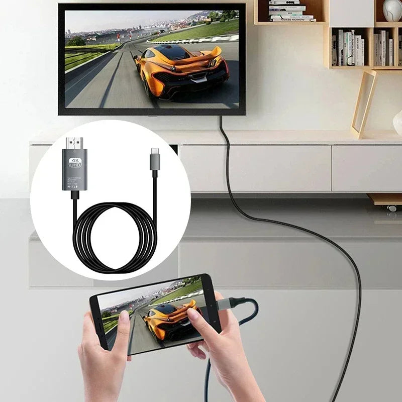 4K USB-C to HDMI Adapter Cable for Laptop, Phone & Tablet Screen Mirroring