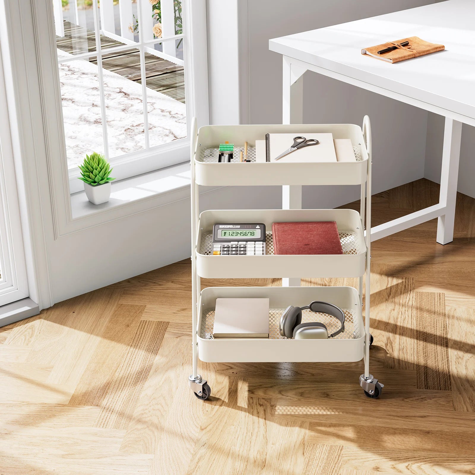 3-Tier Rolling Storage Utility Cart with Lockable Wheels for Home - 18