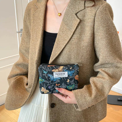 Luxury Retro Floral Canvas Clutch