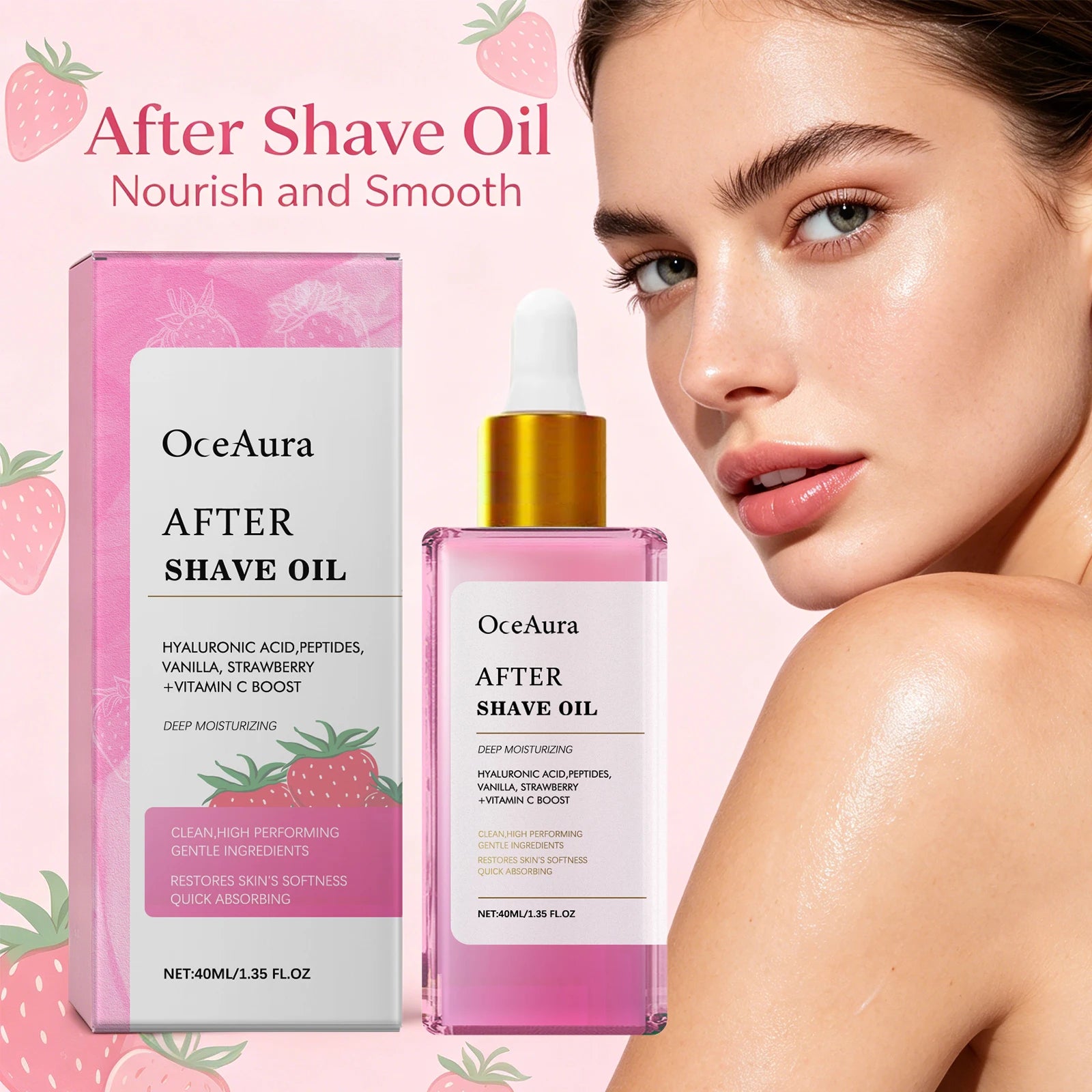 Strawberry Scented After Shave & Hair Removal Soothing Oil for Skin Hydration - 6